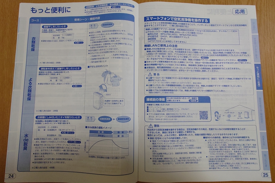 取扱説明書,ダイキン製除加湿ストリーマ空気清浄機(ACZ70Z-T)