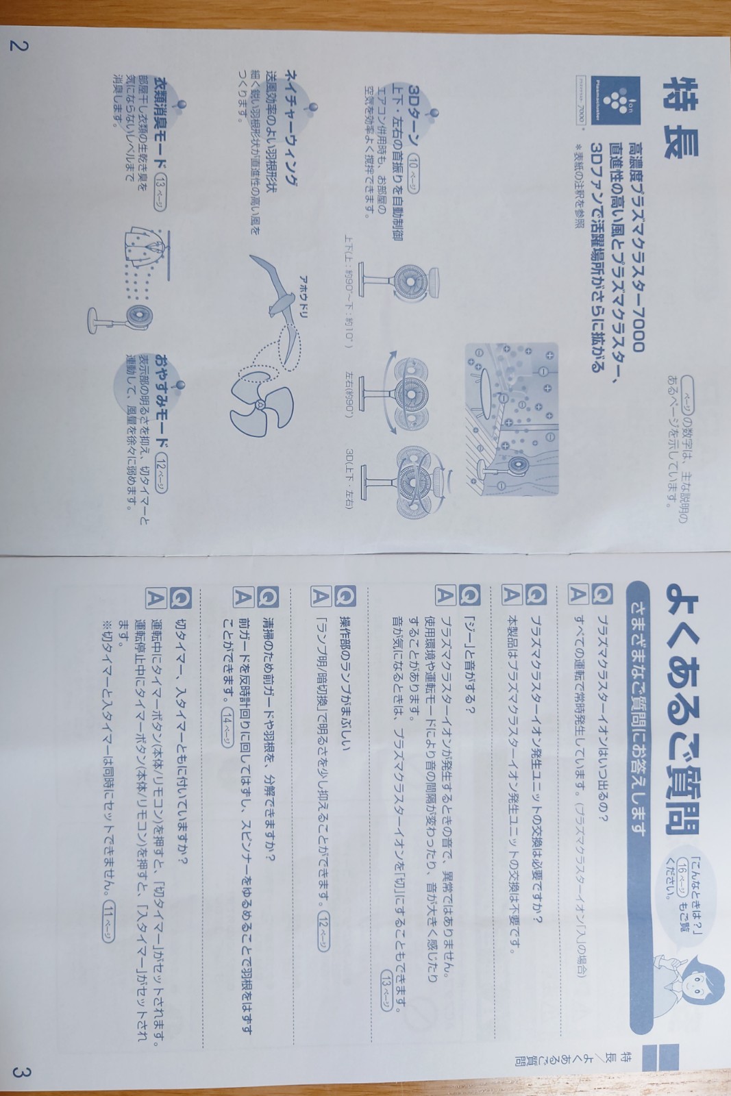 取扱説明書,シャープ製扇風機(PJ-P2DS-W)