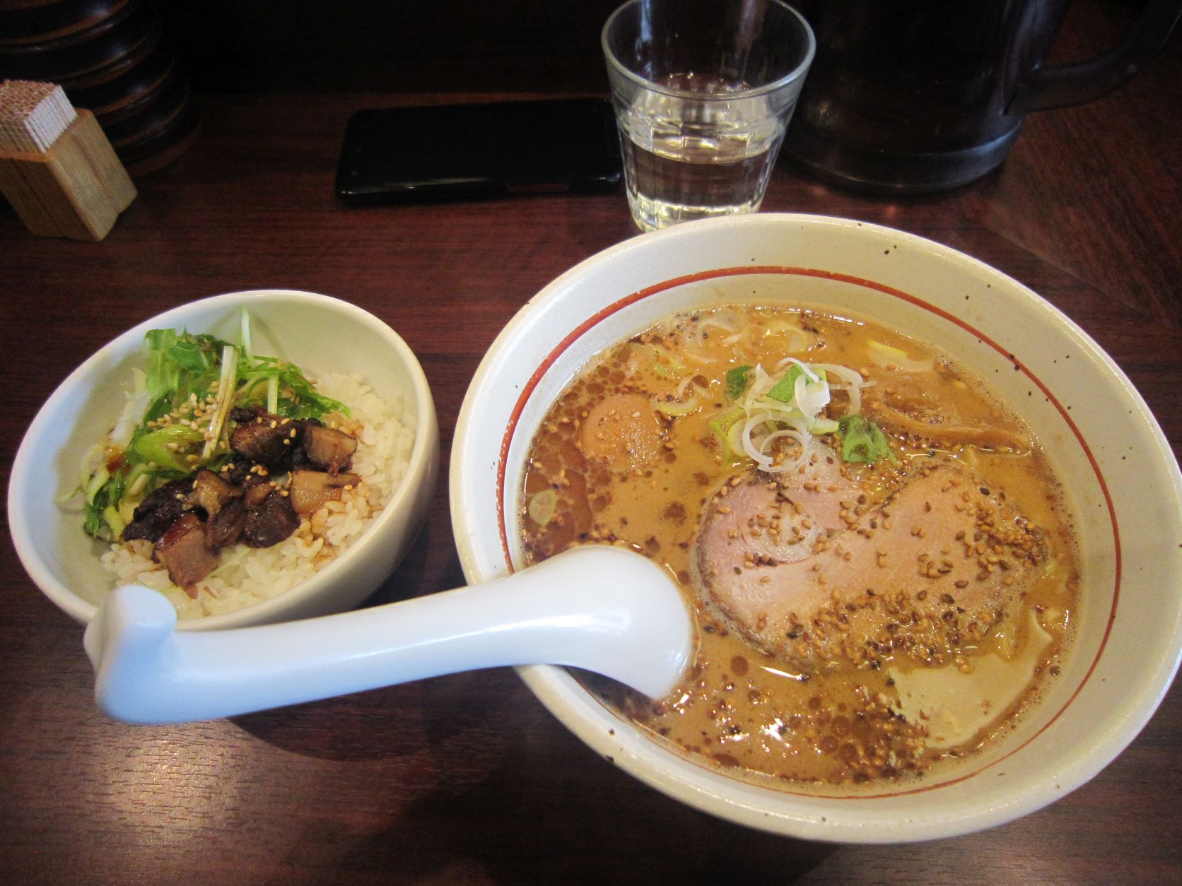 拉麵阿修羅,あじ玉胡麻ラーメン,炙りチャーシューご飯
