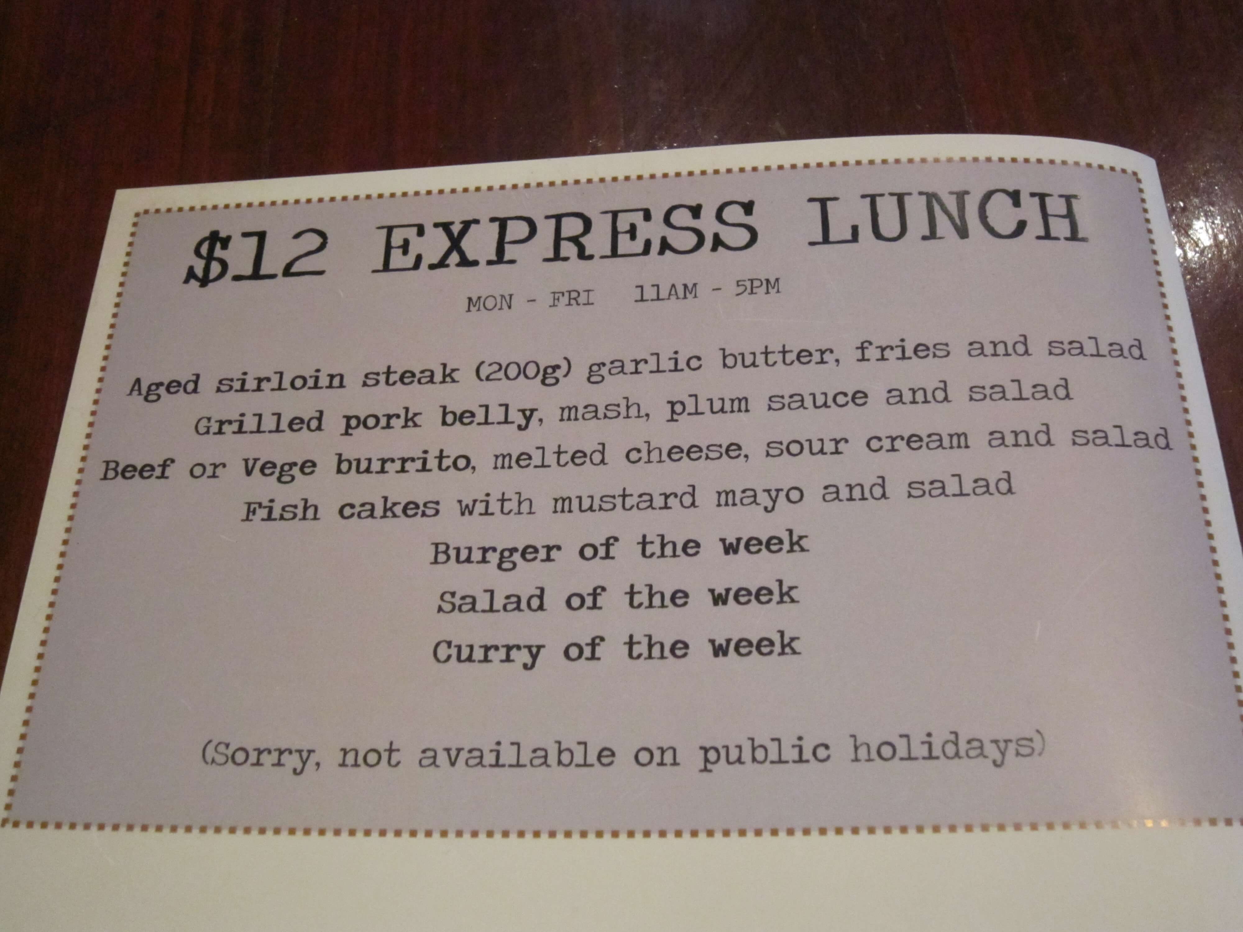 HOTEL BRISTOL,EXPRESS LUNCH,ウェリントン